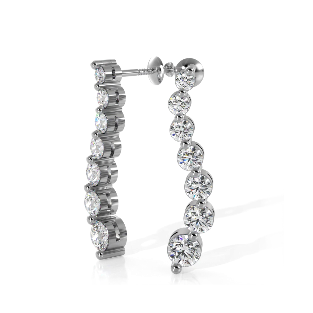 1.00 ctw. Wavy Round Diamond Drop Earrings-VIRABYANI